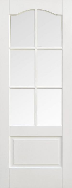 LPD Internal Kent 6 Light Clear Bevelled Glass White Prime Plus Door LPD Internal Kent 6 Light Clear Bevelled Glass White Prime Plus Door