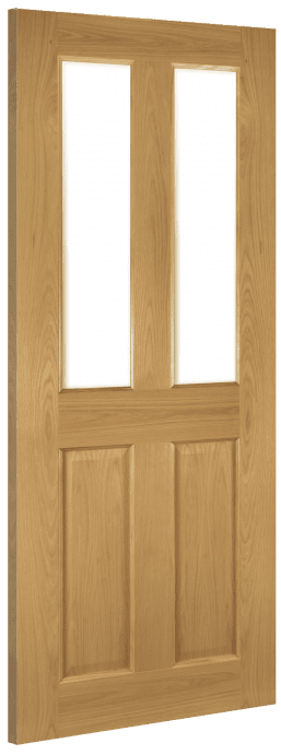 Deanta Doors Internal Bury Oak Pre-Finished Clear Bevelled Glass Door