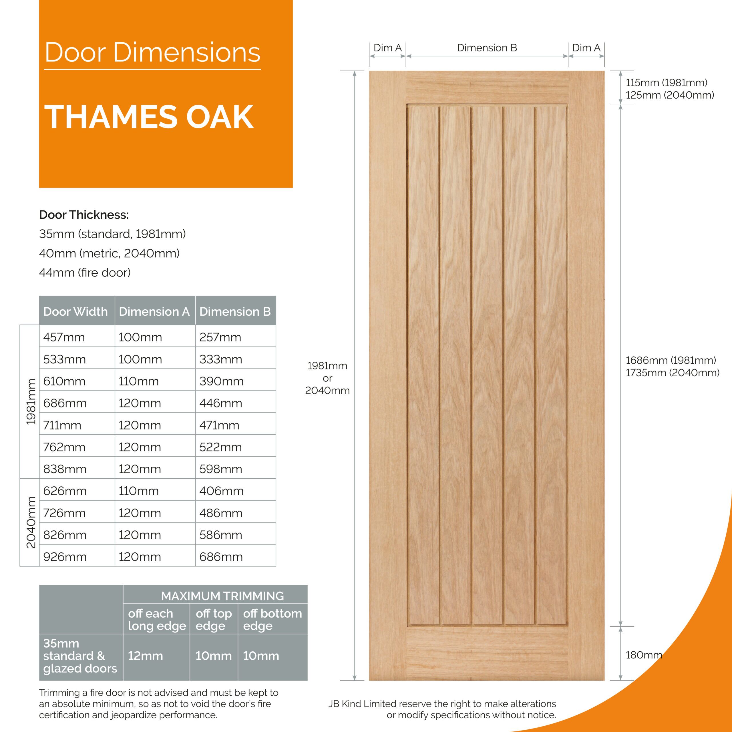 JB Kind Internal Oak Thames Unfinished Door - Image 2