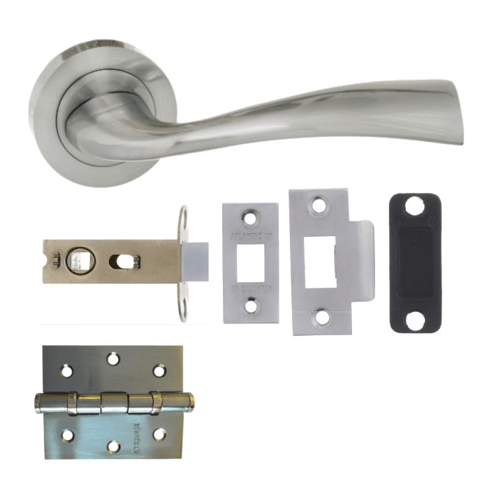 Atlantic Handles Wave Satin Chrome Latch Pack for Internal Doors