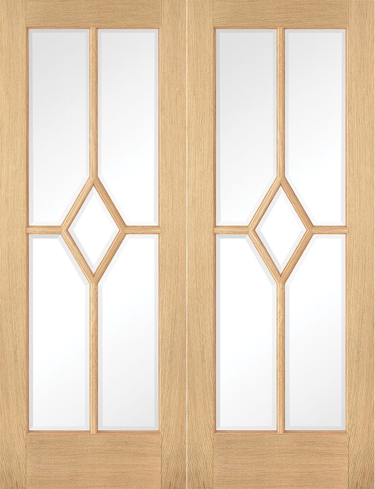 LPD Pre-Finished Oak Reims Door Pair with Clear Glass