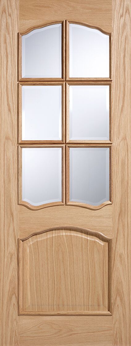 LPD Internal Oak Riviera Clear Bevelled Glazed Door with Raised Mouldings
