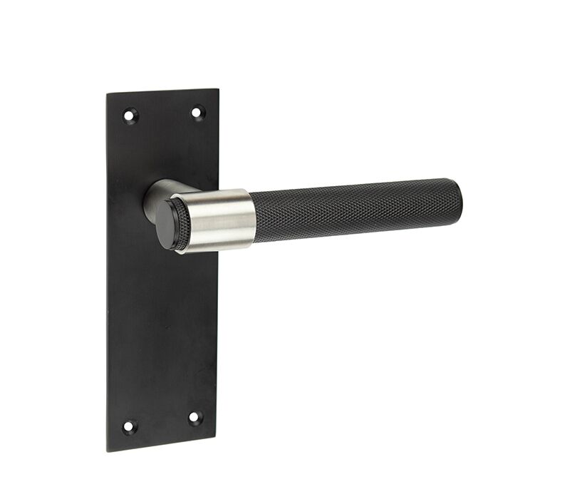 Nero T-Bar Door Handles on Latchplate Black