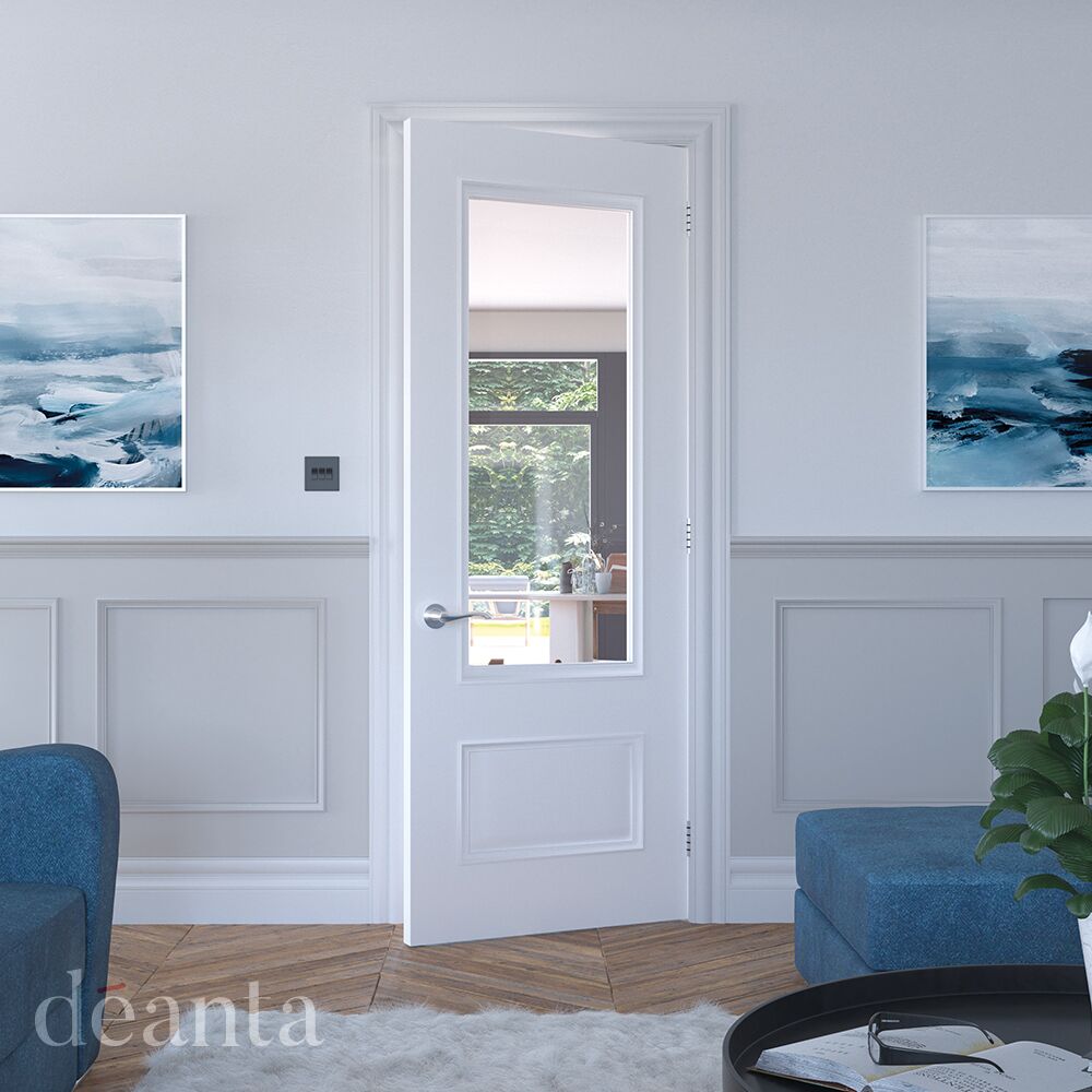 Deanta White Primed Sandringham Clear Bevelled Glazed Door - Image 2