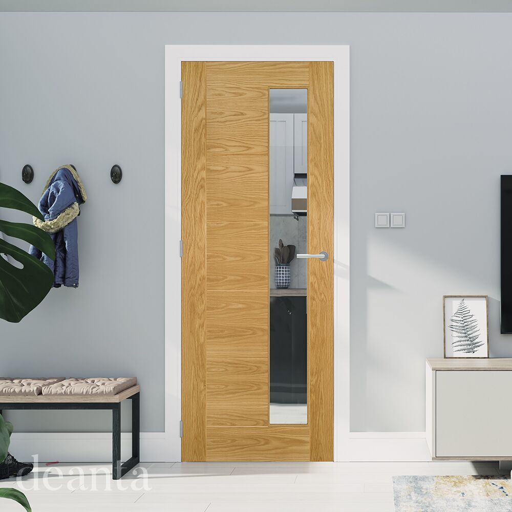 Deanta Internal Pre-Finished Oak Seville Clear Glazed Side Lite - Image 2