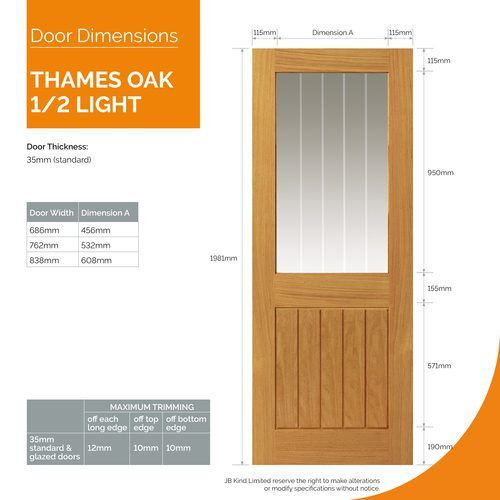 JB Kind Internal Pre-Finished Oak Thames Etched Glazed Door - Image 2