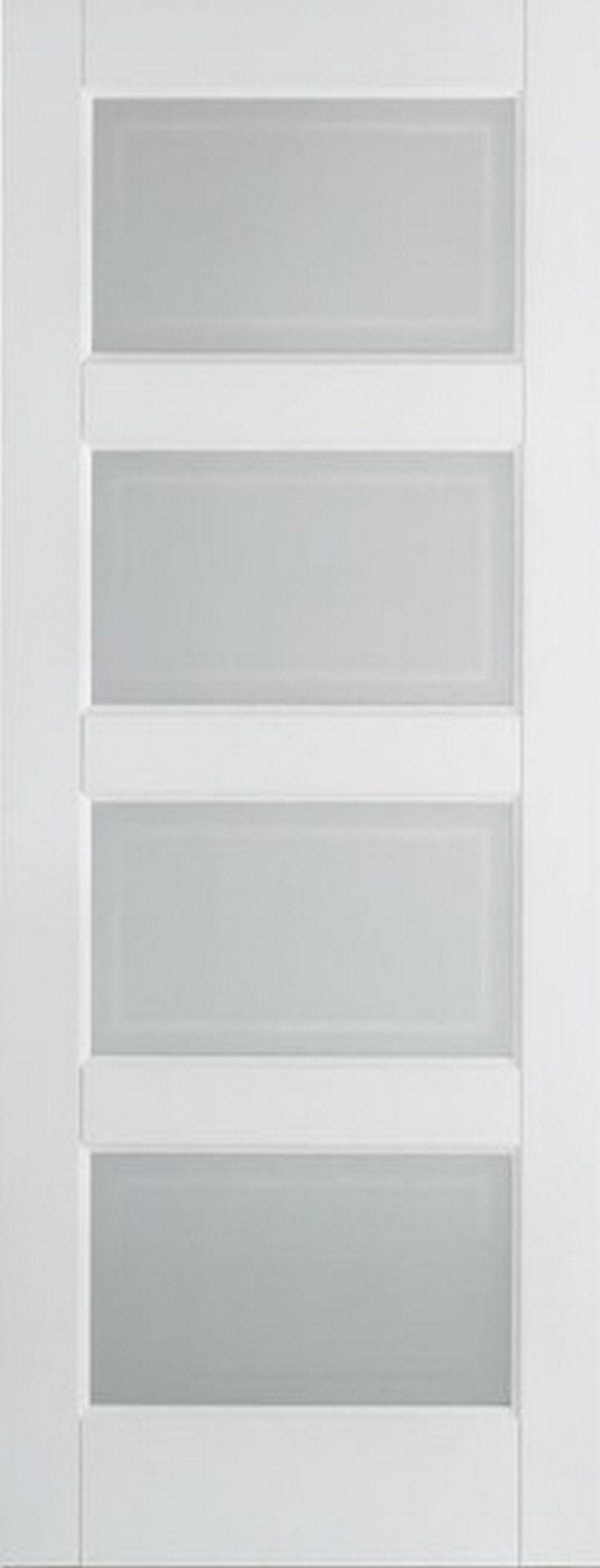 LPD Internal White Contemporary 4 Panel Frosted Glass Door