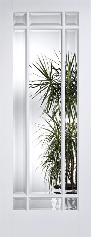 LPD Internal Manhattan Clear Bevelled Glass White Prime Plus Door