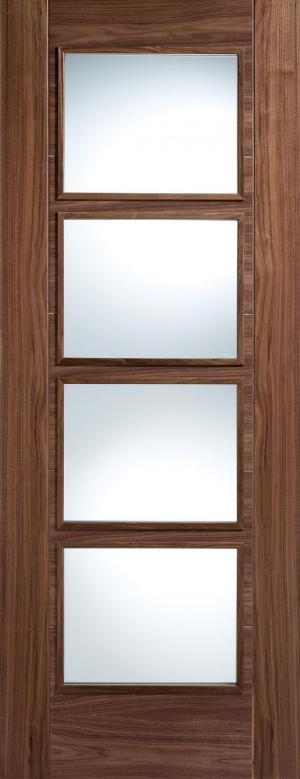LPD Internal Walnut Vancouver 4 Light Clear Glazed Door