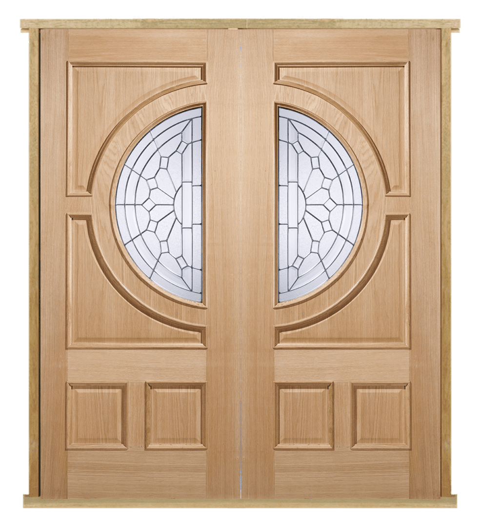 MODA Doors External Empress Oak IG Zinc Double Entrance Door with Door Frame