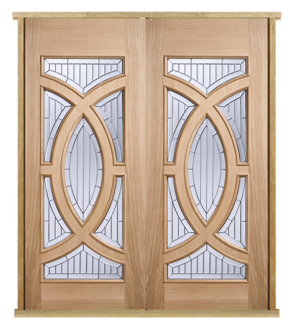 MODA Doors External Majestic Oak IG Zinc Double Entrance Door with Door Frame