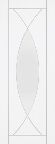 XL Joinery Internal Solid White Primed Pesaro with Clear Glass Door