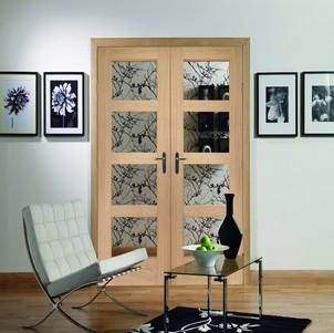 XL Joinery Internal Oak Shaker Door Pair with Clear Glass