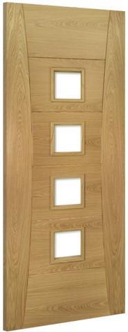 Deanta Doors Internal Pamplona Oak Clear Glazed Pre-Finished Door