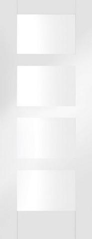 XL Joinery Internal White Primed Shaker 4 Light Clear Glass Fire Door
