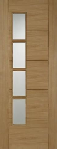 Mendes Internal Pre-Finished Oak Iseo Offset 4 Light Deluxe Fire Door