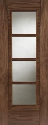 Mendes Internal Pre-Finished Walnut Iseo 4 Light Semi-Solid Fire Door