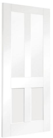 XL Joinery Internal White Primed Malton Shaker with Clear Flat Glass Door