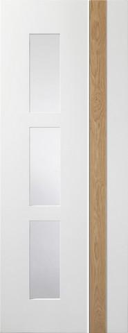 XL Joinery Internal Pre-Finished White & Rustic Oak Praiano with Clear Glass Door