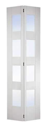 LPD Internal Bifold White Primed Shaker 4 Light Glazed Door LPD Internal Bifold White Primed Shaker 4 Light Glazed Door