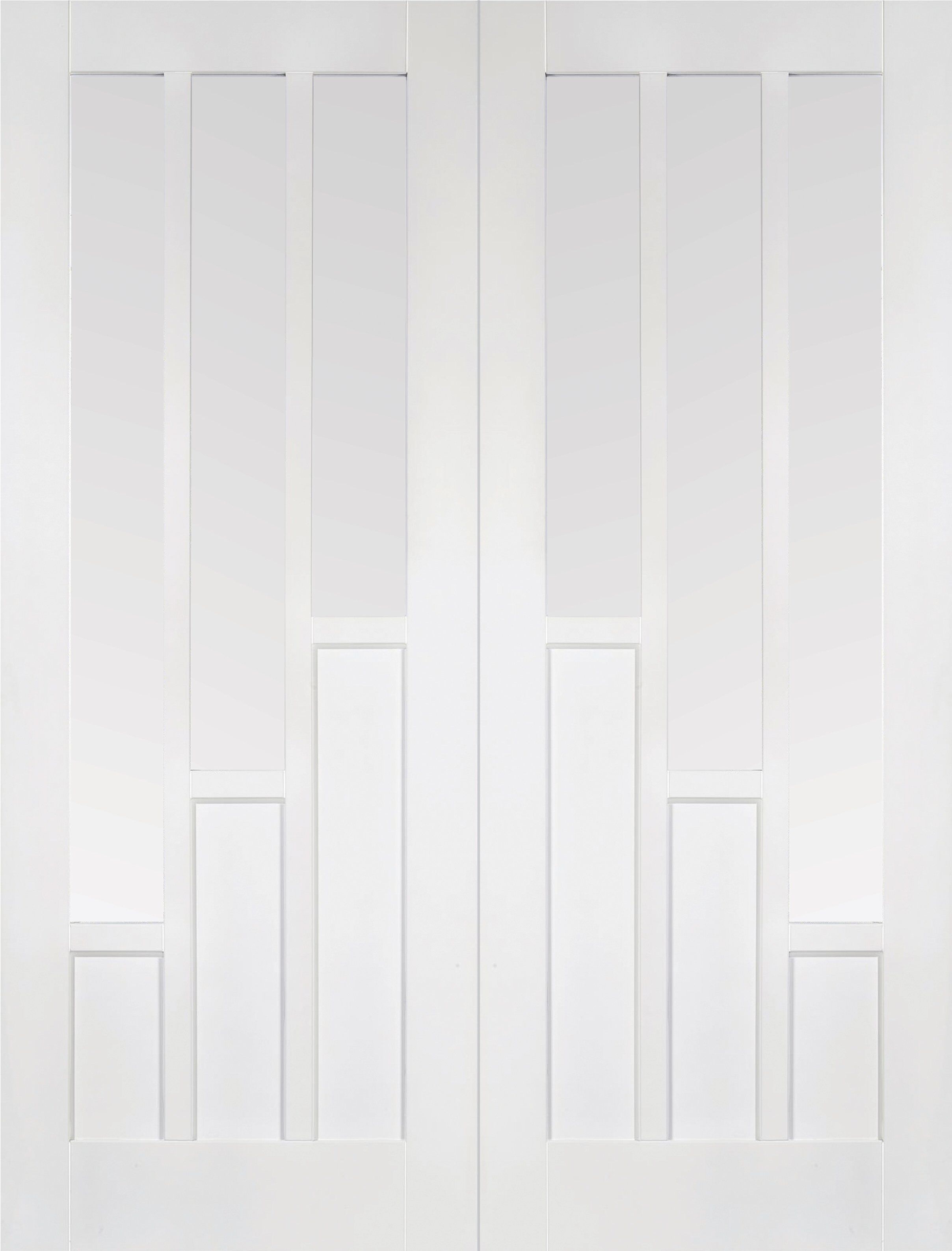 LPD Internal Coventry with Clear Glazed Prime Plus Door Pair