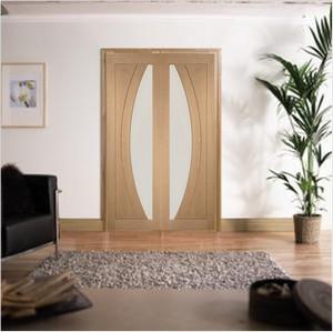 XL Joinery Internal Oak Salerno Clear Glass Door Pair