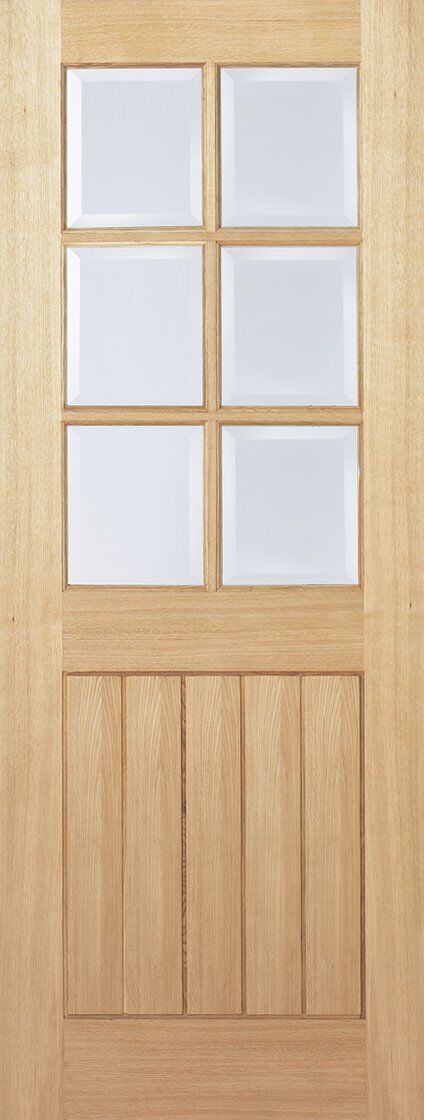 LPD Internal Oak Mexicano 6 Light with Clear Bevelled Glazed Door
