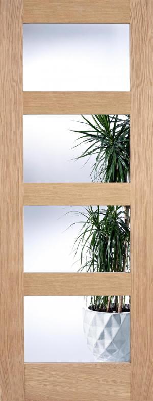 LPD Internal Oak Contemporary 4 Light Clear Glazed Door LPD Internal Oak Contemporary 4 Light Clear Glazed Door
