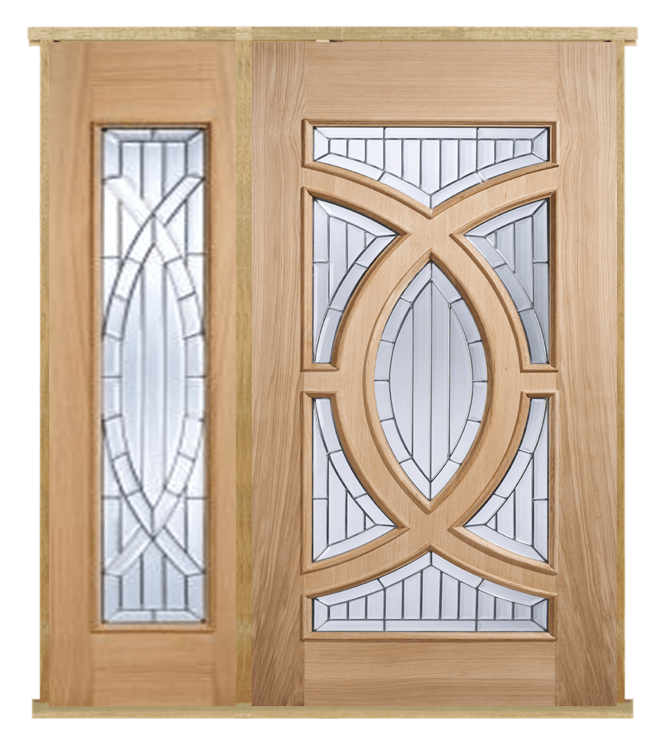 MODA Doors External Majestic Oak IG Zinc Glazed Entrance Door with 1 Sidelight & Door Frame MODA Doors External Majestic Oak IG Zinc Glazed Entrance Door with 1 Sidelight & Door Frame