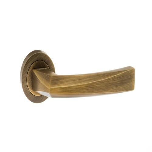 Atlantic Handles Crystal Forme Designer Lever on Contempo Round Rose in a Yester Bronze Finish Pair of Door Handles Atlantic Handles Crystal Forme Designer Lever on Contempo Round Rose in a Yester Bronze Finish Pair of Door Handles