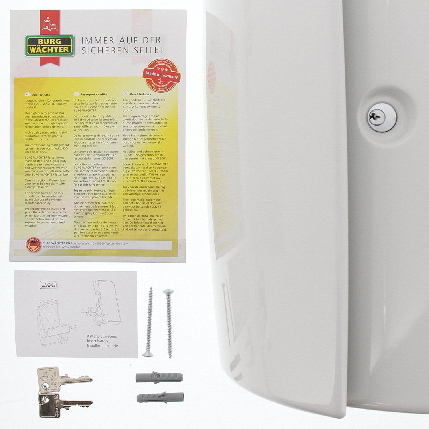 Burg-Wachter Piano 886 W Post Box in White Burg-Wachter Piano 886 W Post Box in White