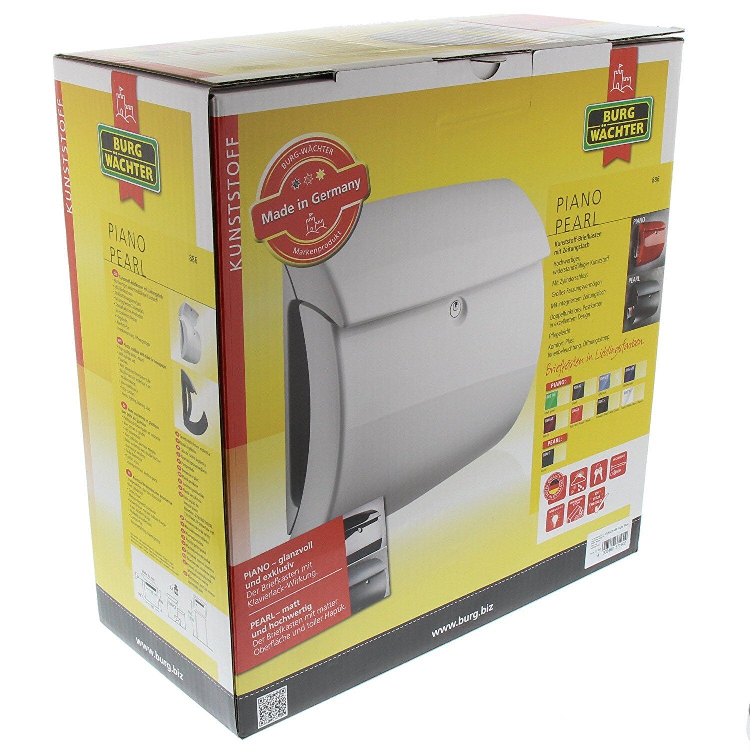 Burg-Wachter Piano 886 W Post Box in White Burg-Wachter Piano 886 W Post Box in White